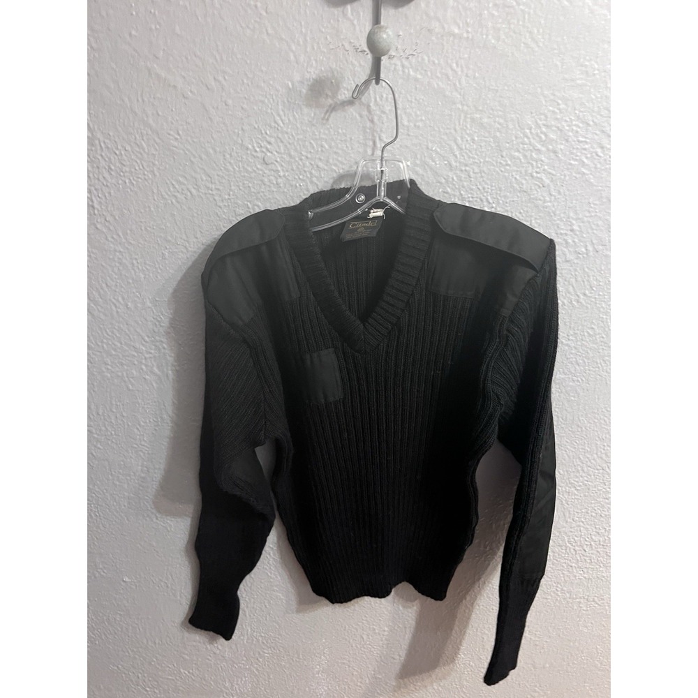Citadel Sweater Mens Size 40 Black Military Wool Comando Ribbed Elbow‎ Pads
